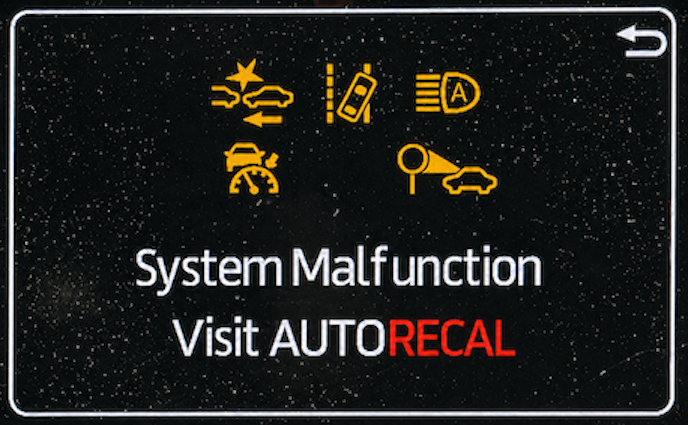 ADAS system malfunction warning icons