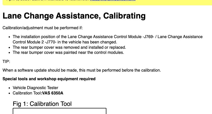 Audi OEM workshop calibration requirements