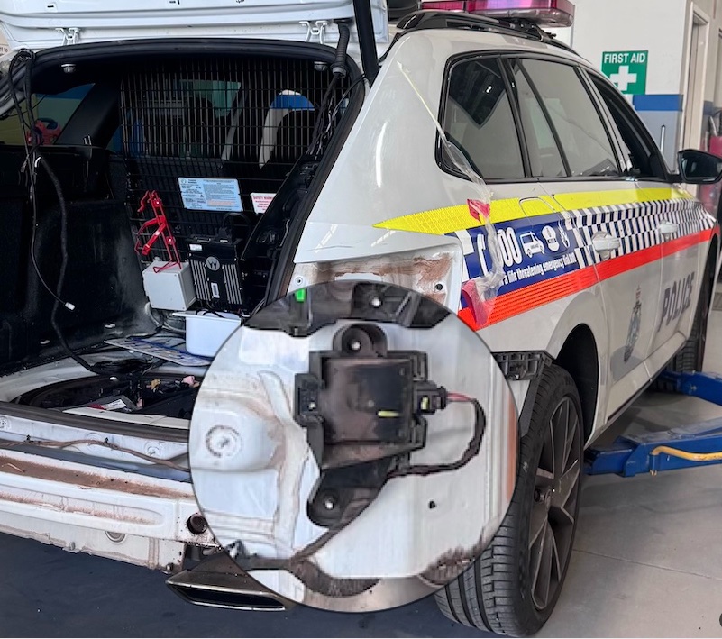 Police vehicle rear collision-electrical repair