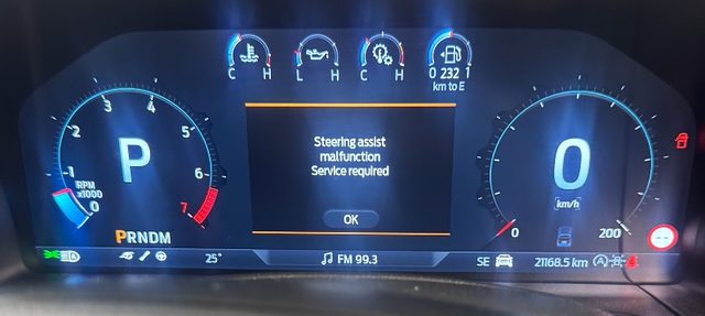 Steering Assist Malfunction Service Required — Ford